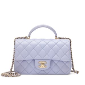 Chanel Mini Flap with Top Handle – Light Purple Quilted Lambskin