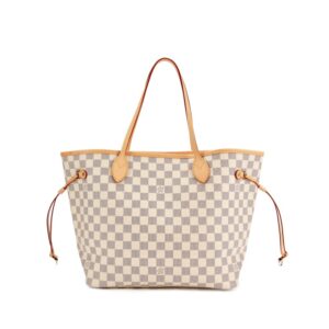 Louis Vuitton White and Beige Damier  Neverfull MM Gold Hardware